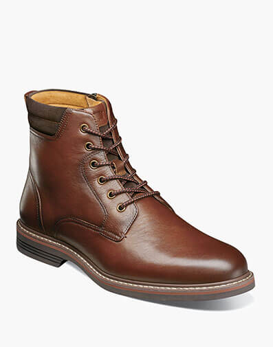 Norwalk Plain Toe Lace Up Boot in Cognac Tumbled for $220.00 dollars.