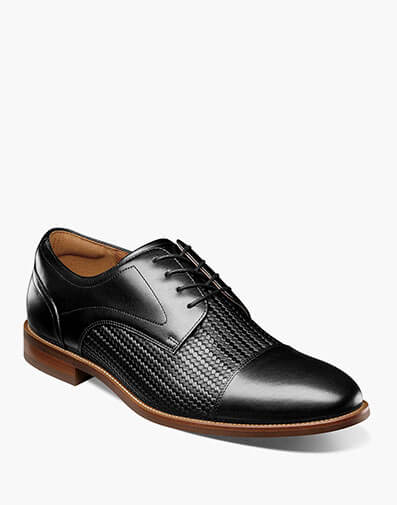 Rucci Weave Cap Toe Oxford in Black for $180.00 dollars.
