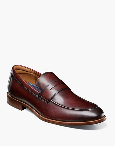 Rucci Moc Toe Penny Loafer in Burgundy for $180.00 dollars.