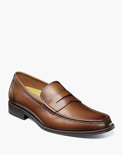 Amelio Moc Toe Penny Loafer in Cognac for $160.00 dollars.