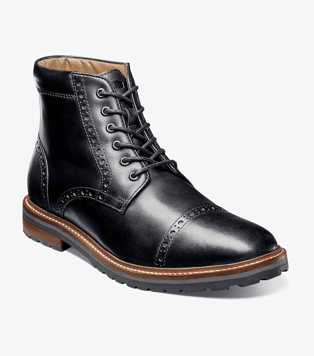 Men’s Casual Shoes | Black Cap Toe Boot | Florsheim Estabrook