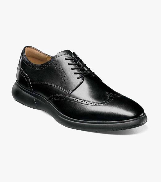 Florsheim Shoes Flair Wingtip Oxford Black w/White Size 9.5