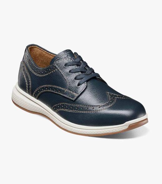 florsheim solar navy wingtip shoes