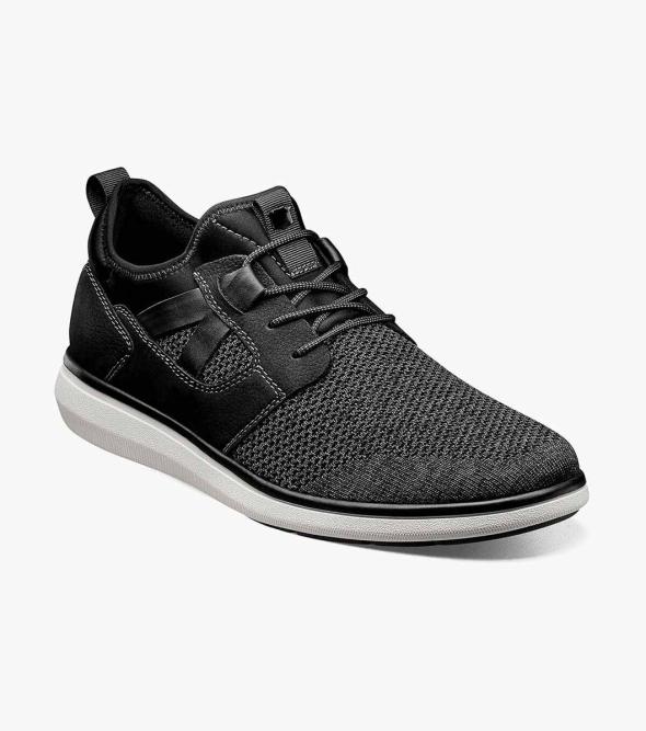 Black Venture Knit Plain Toe Lace Up Sneaker 150.00