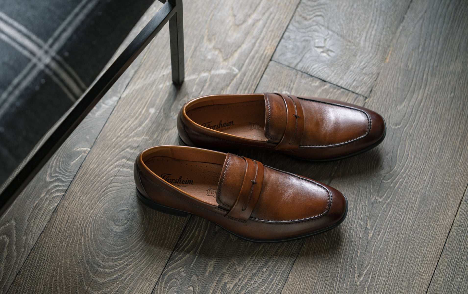 Click to shop Florsheim dress styles. Image features the Zaffiro in cognac.