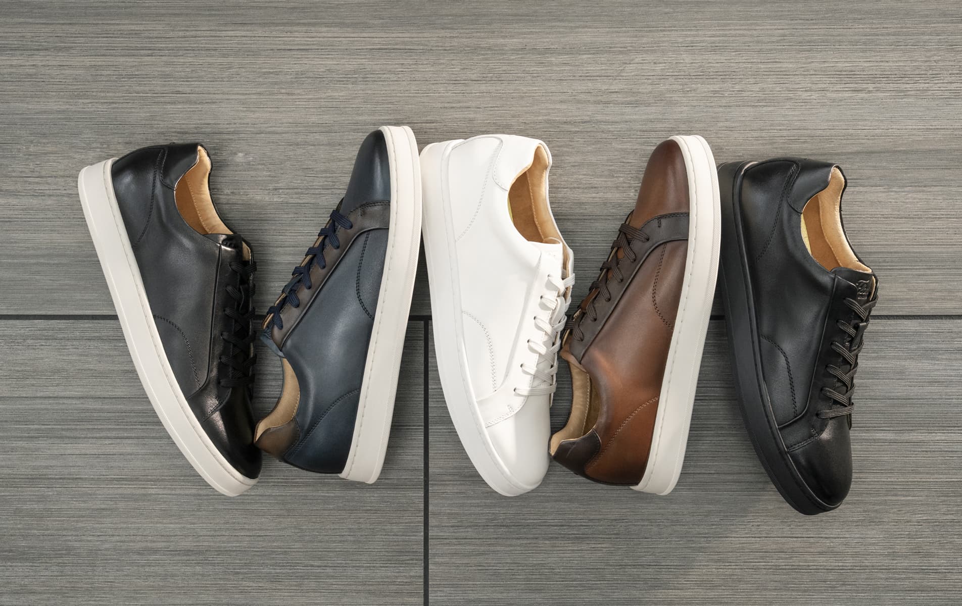 Shop Florsheim casuals featuring the Monopoli sneaker on a tile background.