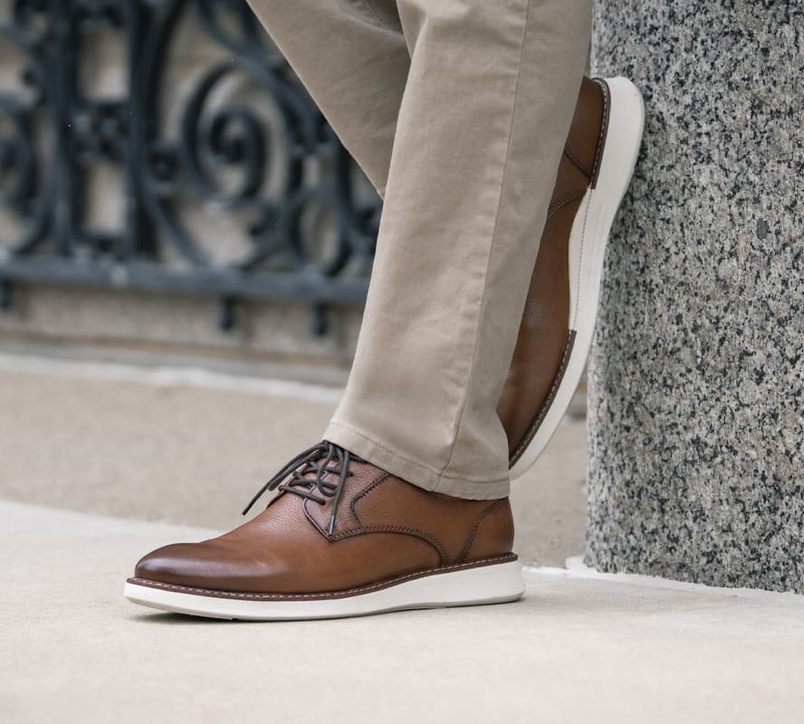 Shop Florsheim hybrids featuring the Launch Plain Toe Oxford in cognac.