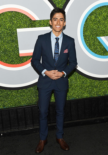 Image of actor Karan Brar wearing the Blaze Medallion Toe Chukka Boot to the GQ Man of the Year party.
