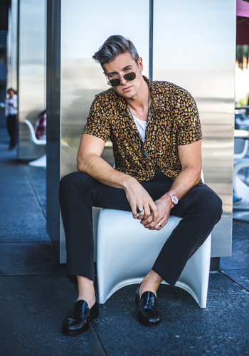 Image of social media influencer Parker York Smith wearing the Berkley Penny Loafer in Black.