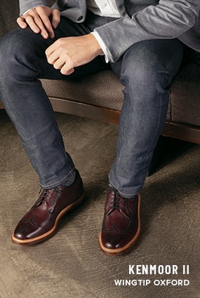 Retail Insiders category. The featured product is the Kenmoor II Wingtip Oxford in Burgundy.