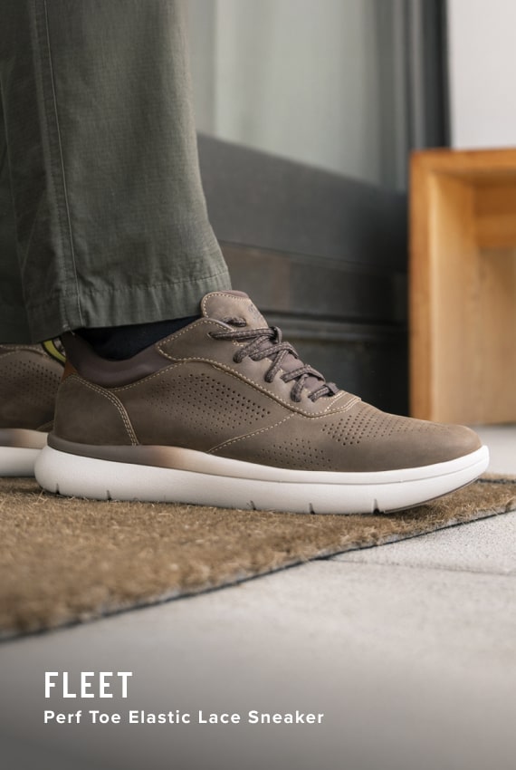 Fleet Collection Image features the Fleet perf sneaker in brown.