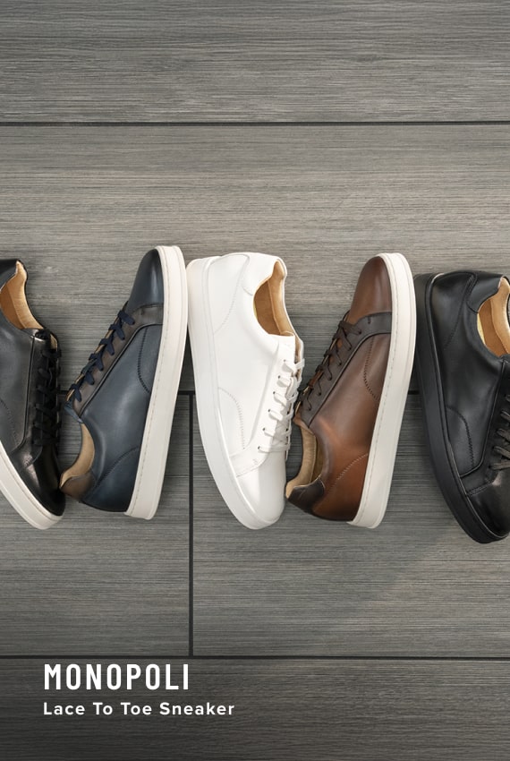 Men's Newest Shoes category. Image features a variety of colors of the Monopoli sneaker.