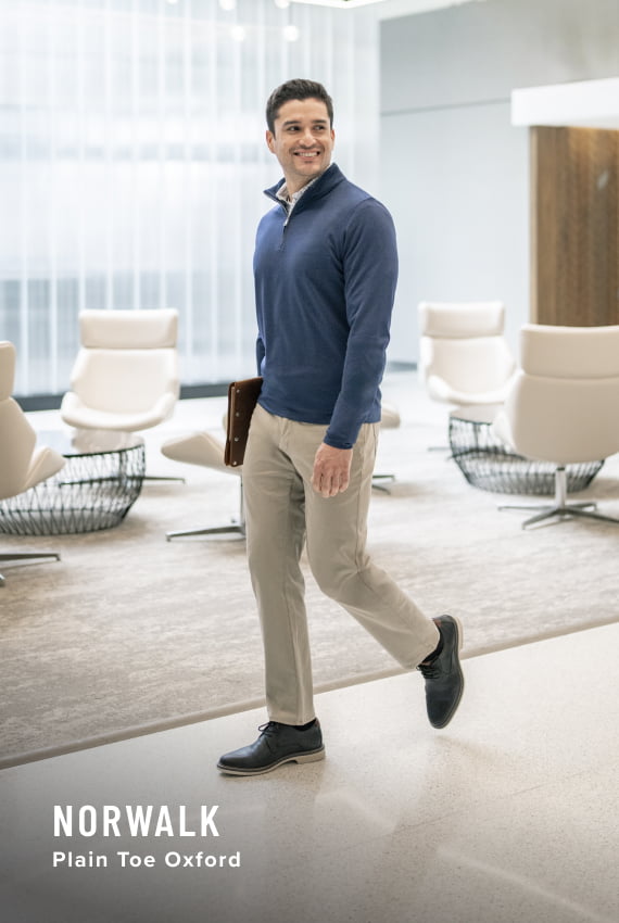 Career Ready Styles Image features the Norwalk plain toe oxford in black.