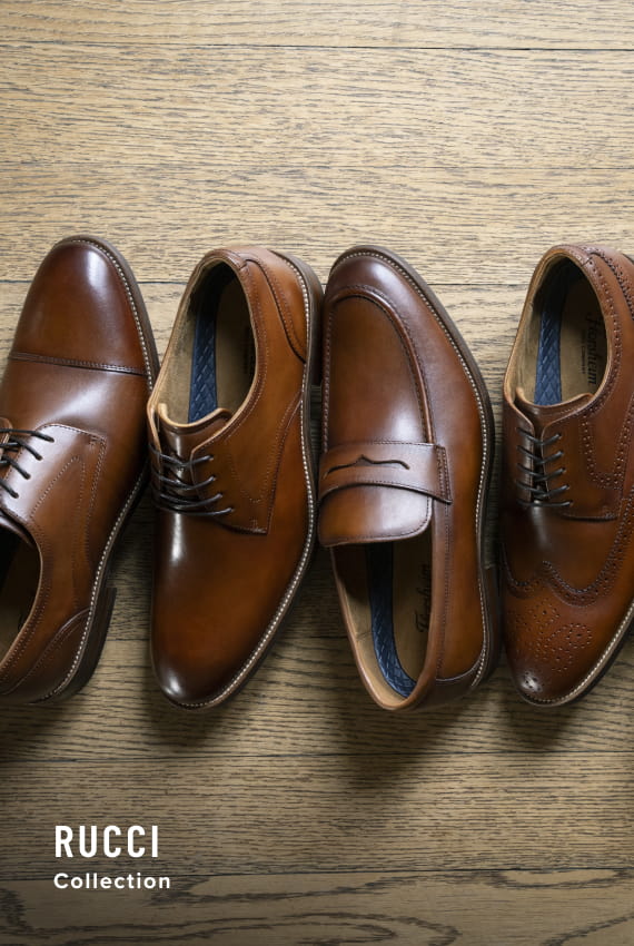 Rucci Collection Image features a variety of Rucci styles in cognac.