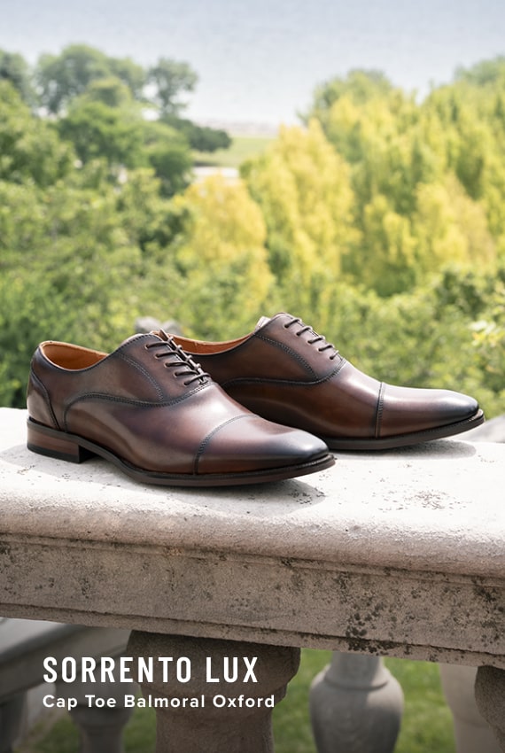 Men's Dress Shoes category. Image features the Sorrento Lux in brown.