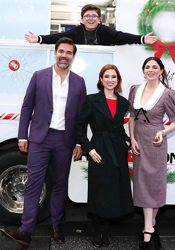 Actor Rob Delaney wears the Flex Cap Toe Oxford ahead of his appearance on Good Morning America, standing alongside his Home Sweet Home Alone co-stars.
