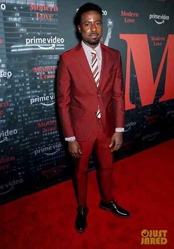 Image of actor Gary Carr wearing the Mercantile Plain Toe Oxford in Black on the red carpet.                                         