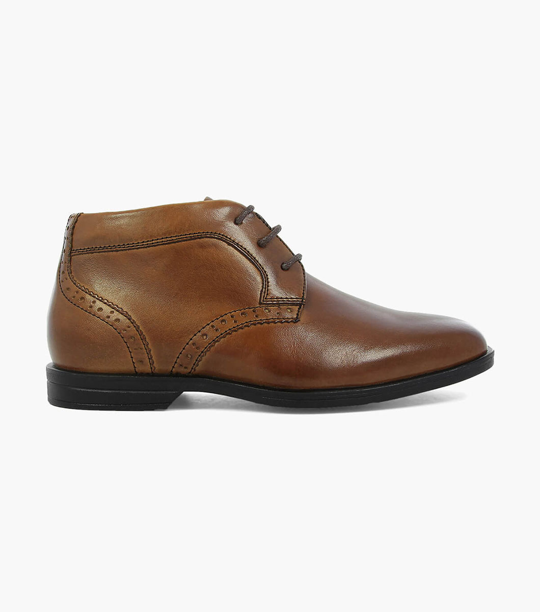 Boy’s Dress Shoes | Cognac Plain Toe Chukka Boot | Florsheim Reveal Jr.