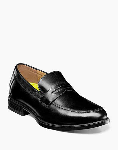 Midtown Moc Toe Penny Loafer in Black for $175.00 dollars.