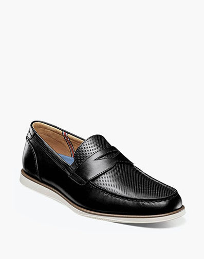 Atlantic Moc Toe Penny Loafer in Black for $120.00 dollars.