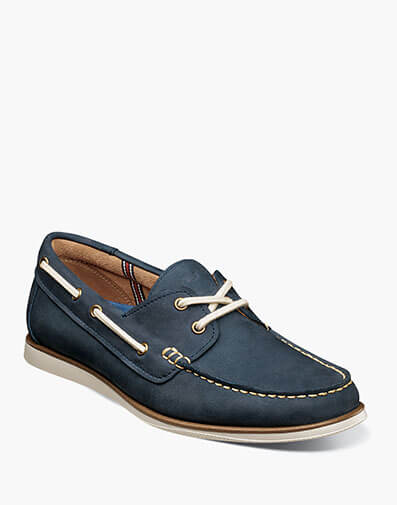 Atlantic Moc Toe Boat Shoe in Navy for $160.00 dollars.