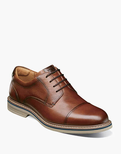 Norwalk Cap Toe Oxford in Cognac Tumbled for $180.00 dollars.