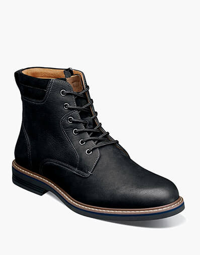 Norwalk Plain Toe Lace Up Boot in Black Nubuck for $220.00 dollars.