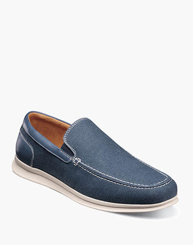 Montigo Canvas Moc Toe Venetian Loafer in Navy for $104.99 dollars.