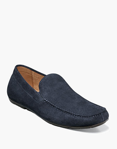 Talladega Venetian Moc Toe Driver in navy suede for $160.00 dollars.