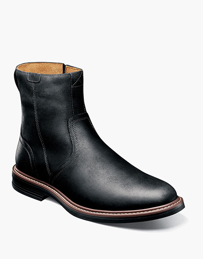 Norwalk Plain Toe Side Zip Boot in Black Waxy for $190.00 dollars.