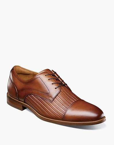 Rucci Weave Cap Toe Oxford in Cognac for $180.00 dollars.