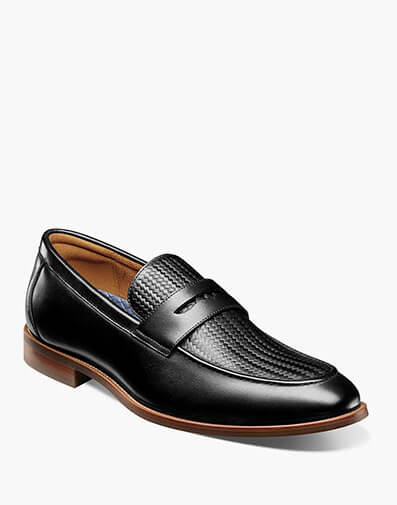 Rucci Weave Moc Toe Penny Loafer in Black for $180.00 dollars.