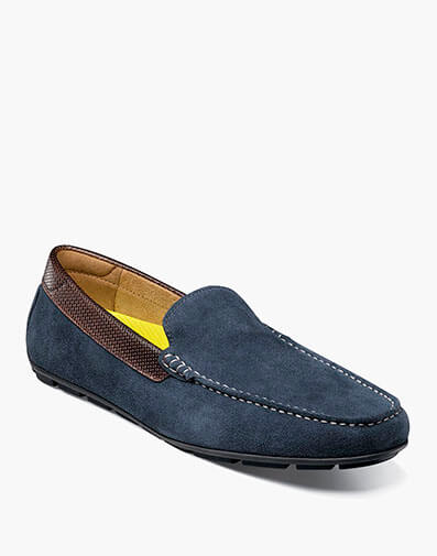 Motor Moc Toe Venetian Driver in Navy Brown for $160.00 dollars.