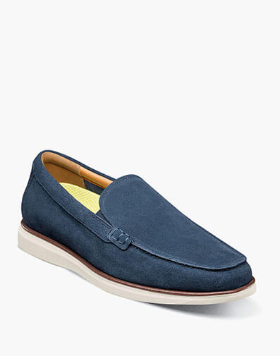 Tropics Moc Toe Venetian Loafer in navy suede for $160.00 dollars.