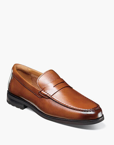 Hawthorne Moc Toe Penny Loafer in Cognac for $185.00 dollars.