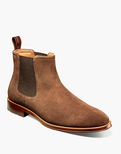Rucci Lug Plain Toe Chelsea Boot in Brown Suede for $190.00 dollars.