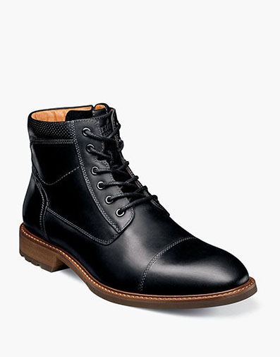 Lodge Cap Toe Lace Boot in Black Waxy for $180.00 dollars.