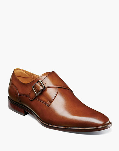 Sorrento Plain Toe Single Monk Strap in Cognac for $180.00 dollars.