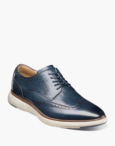 Flair Wingtip Oxford in Navy for $180.00 dollars.