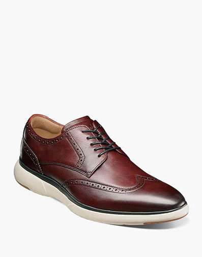 Flair Wingtip Oxford in Burgundy for $180.00 dollars.