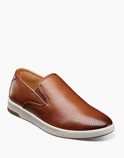 Crossover Plain Toe Slip On Sneaker in Cognac Tumbled for $145.00 dollars.