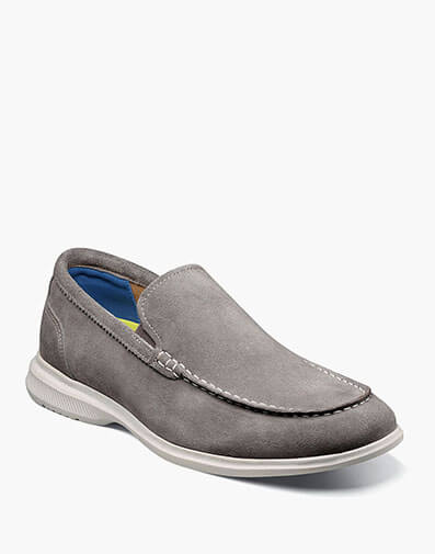 Hamptons Moc Toe Venetian Loafer in Gray Suede for $160.00 dollars.