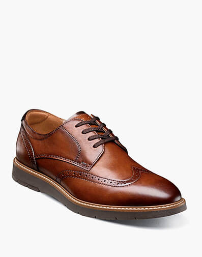 Vibe Wingtip Oxford in Cognac for $180.00 dollars.