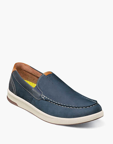 Crossover Moc Toe Slip On Sneaker in Navy Nubuck for $170.00 dollars.