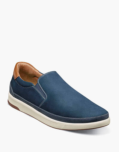 Crossover Double Gore Slip On Sneaker in Navy Nubuck for $170.00 dollars.