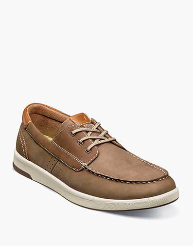 Crossover Elastic Lace Moc Toe Boat Shoe in Mushroom for $170.00 dollars.