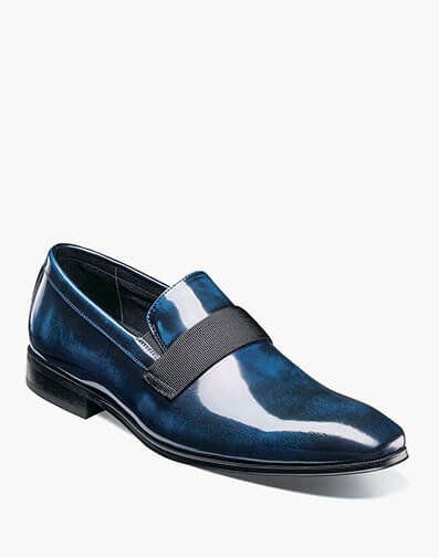 Tux Plain Toe Strap Slip On in Navy for $170.00 dollars.