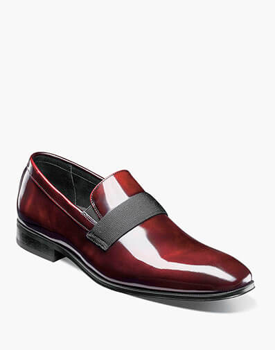 Tux Plain Toe Strap Slip On in Burgundy for $170.00 dollars.