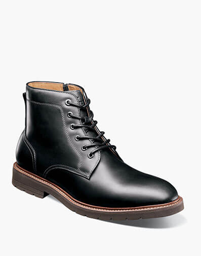Redford Plain Toe Lace Up Boot in Black Waxy for $190.00 dollars.