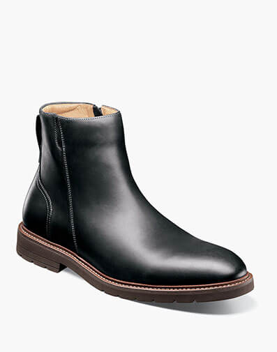 Redford Plain Toe Side Zip Boot in Black Waxy for $190.00 dollars.